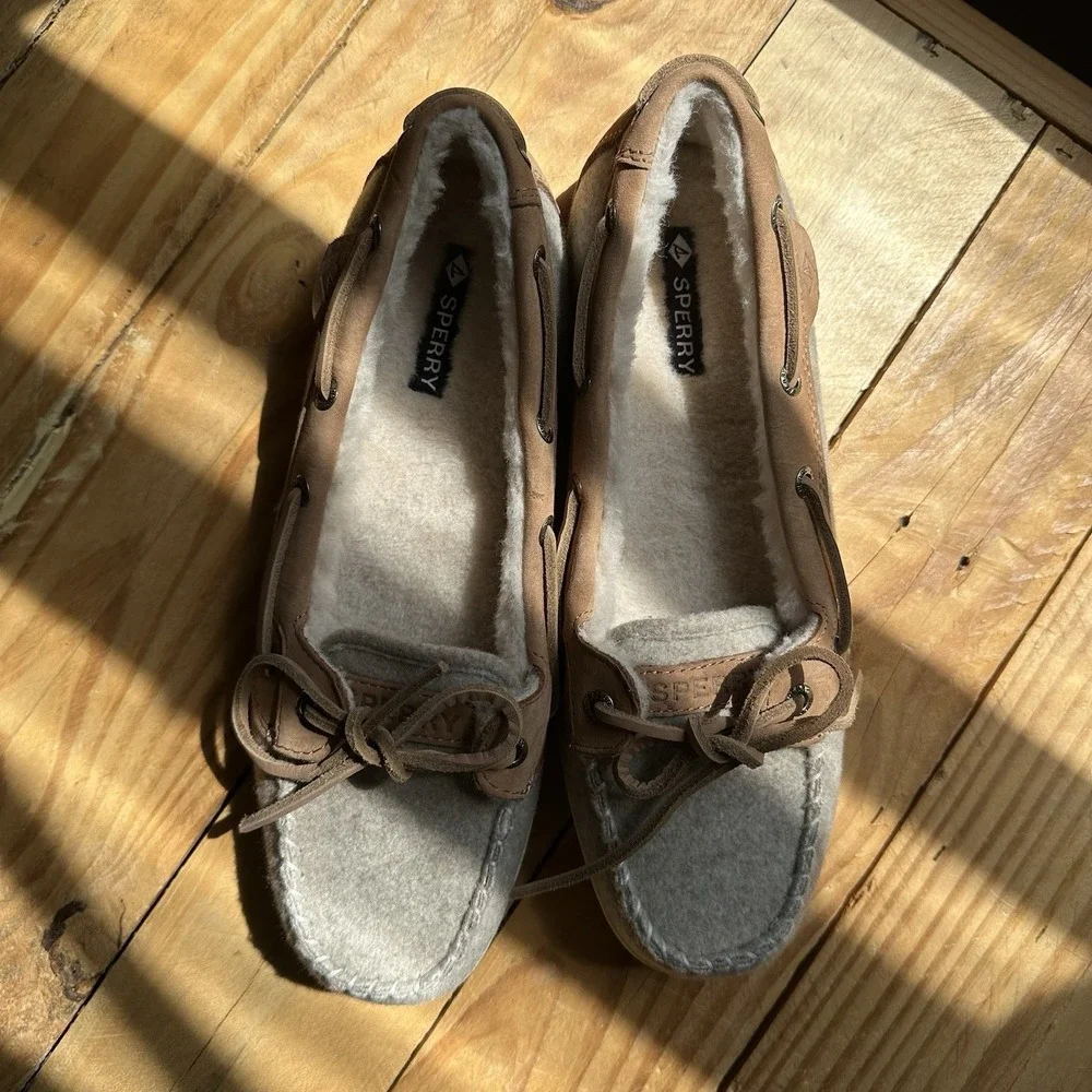 NEW SPERRY Angelfish 1 Eye Boat Shoe Women's Size US 8.5 Gray Grey Brown Cozy